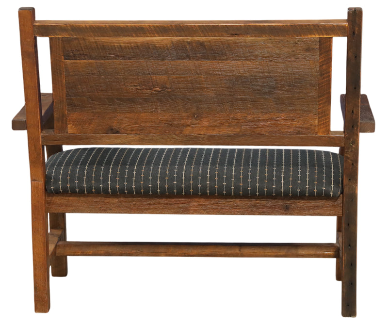 Barnwood Upholstered Bench with Back