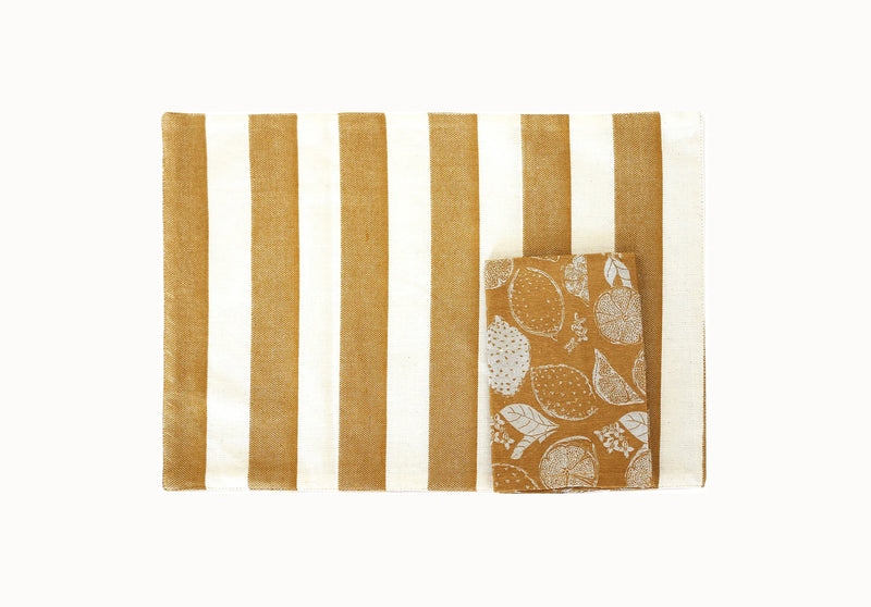 Reversible Placemat - Marmalade/stripe Yellow