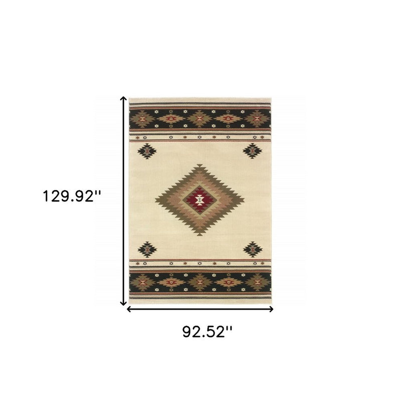 8' X 11' Beige Southwestern Power Loom Stain Resistant Area Rug