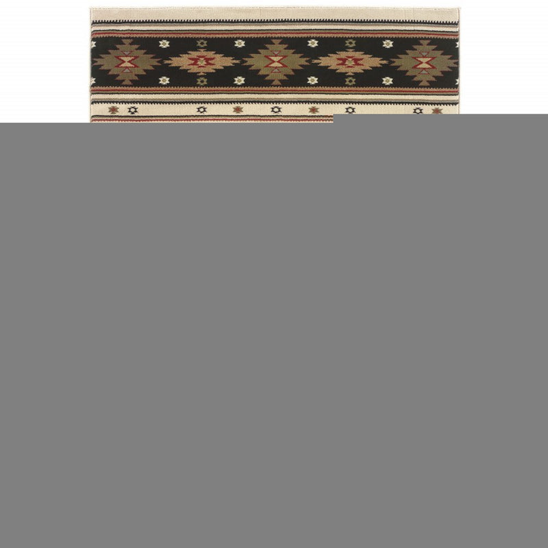8' X 11' Beige Southwestern Power Loom Stain Resistant Area Rug