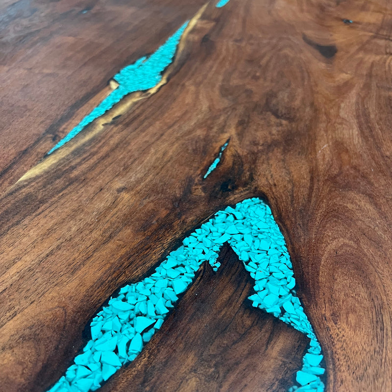 Mesquite Rustic Coffee Table with Turquoise