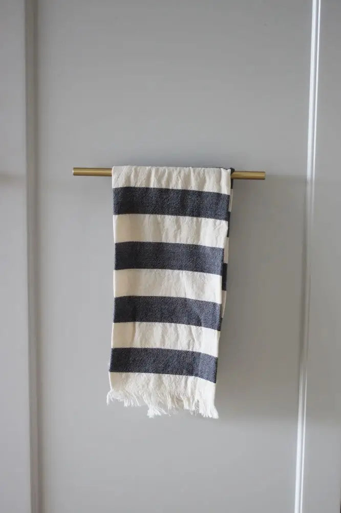 Wide Stripe Single Tea Towel Dark Blue