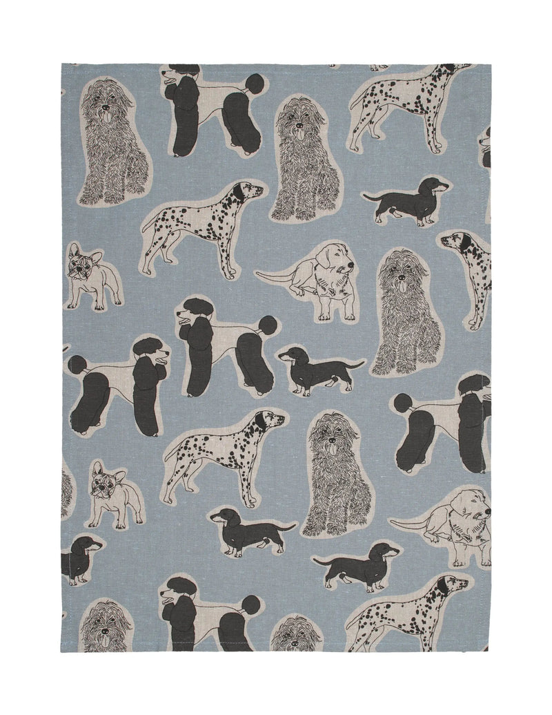 Apron Dog Print Standard Tie style-Blue Haze