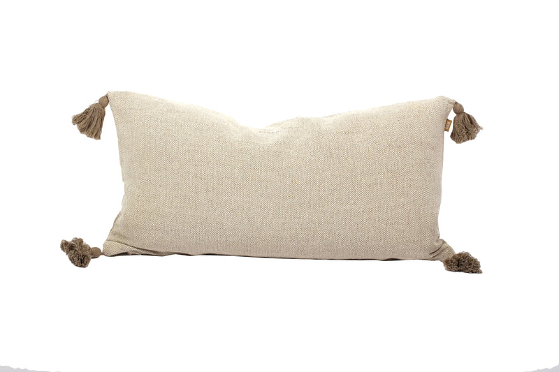 Pillow (Lumbar) Taupe Herringbone 24"L