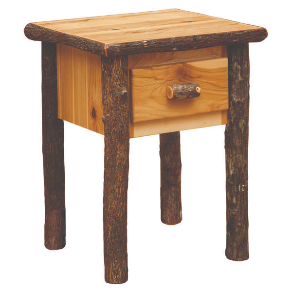 Hickory Log One Drawer Nightstand