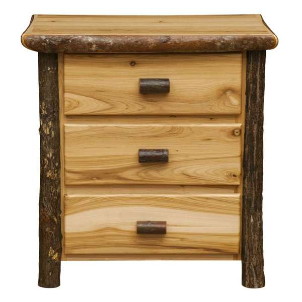 Hickory Log XL Three Drawer Nightstand