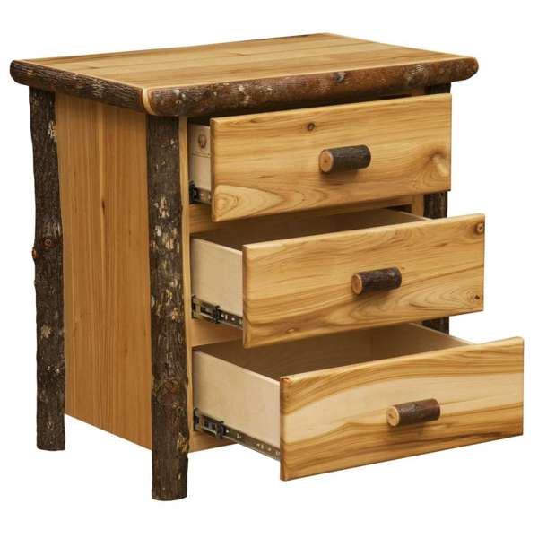 Hickory Log XL Three Drawer Nightstand
