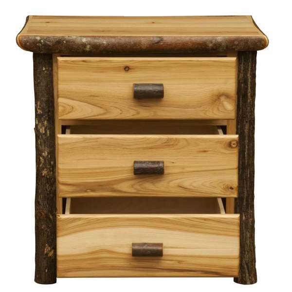 Hickory Log XL Three Drawer Nightstand