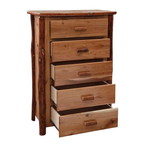 Hickory Log Five Drawer Chest