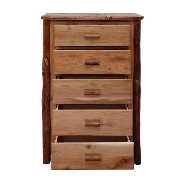 Hickory Log Five Drawer Chest