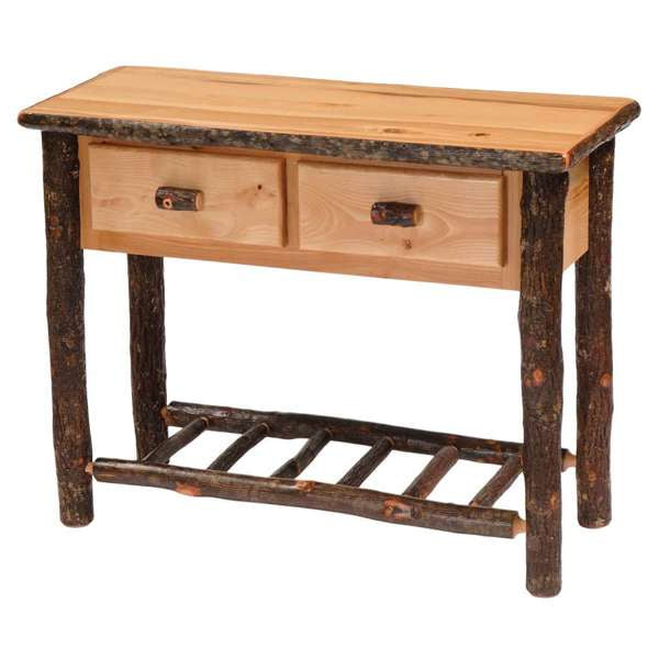 Hickory Log Two Drawer Sofa Table