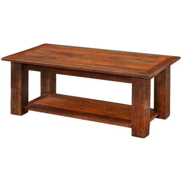 Barnwood Rectangle Coffee Table with Shelf