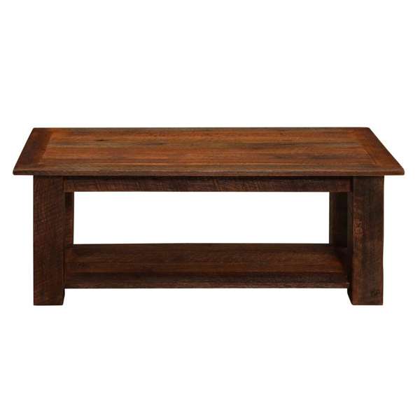 Barnwood Rectangle Coffee Table with Shelf