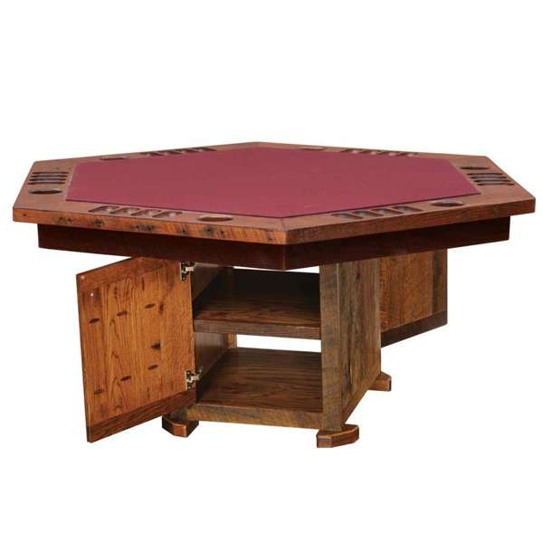 Barnwood Poker Table with Storage Base