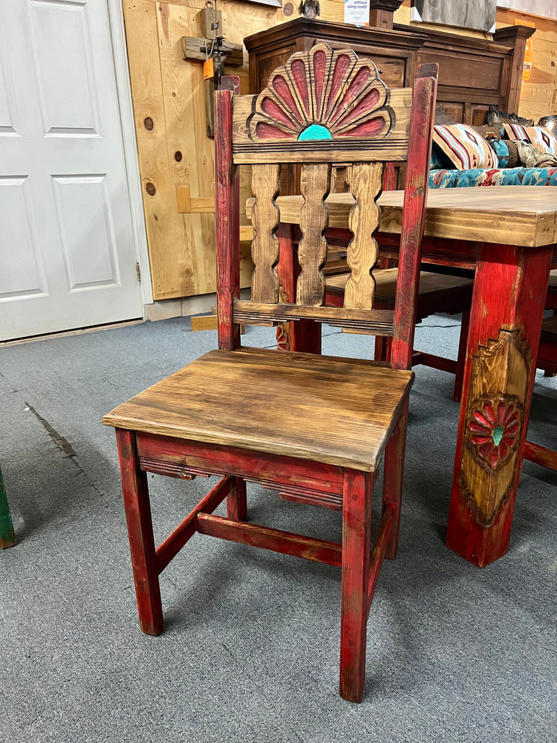 Rosetta 4' Dining Table and 4 Rosetta Chairs in Red