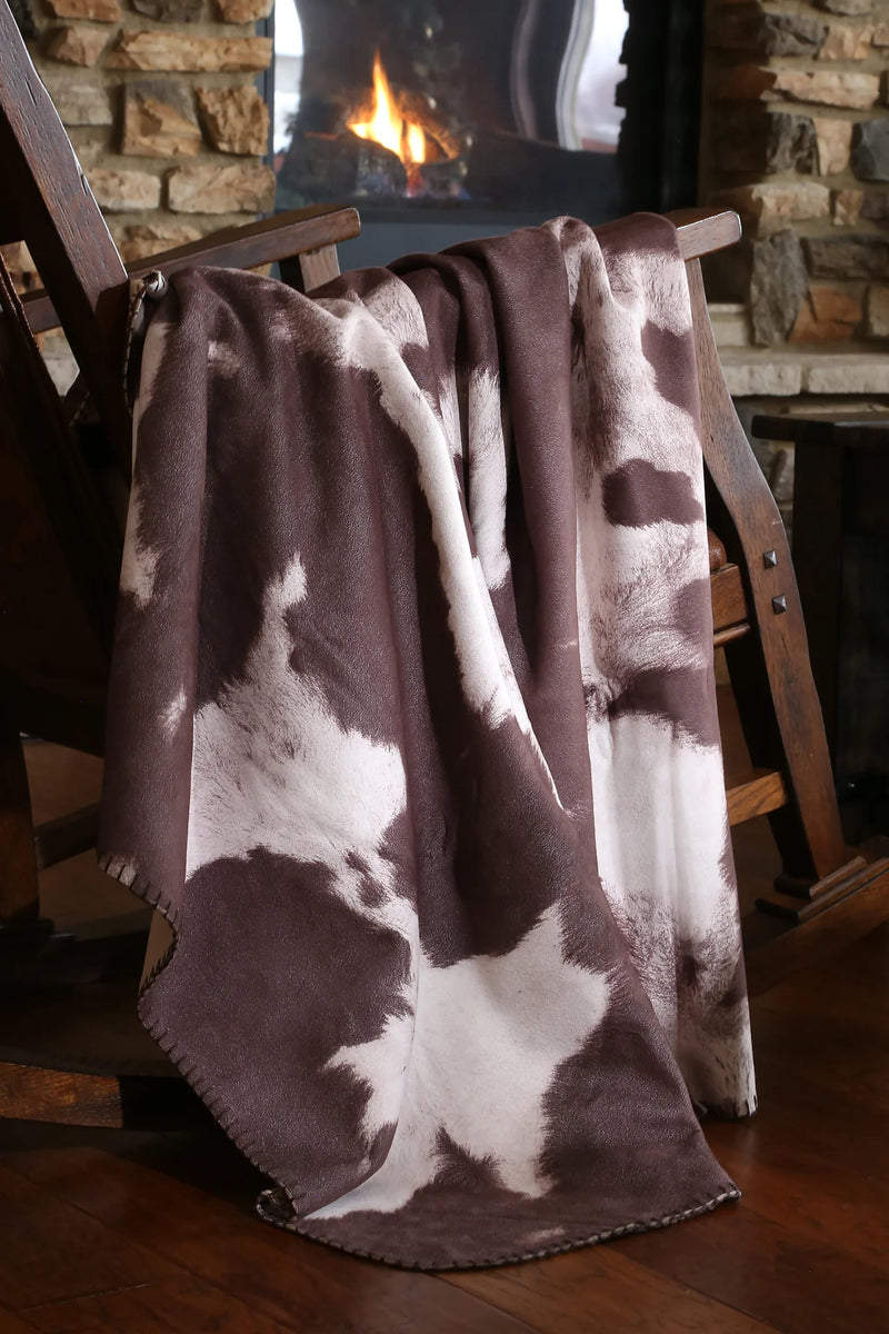 Chocolate Cowhide Faux Leather Throw