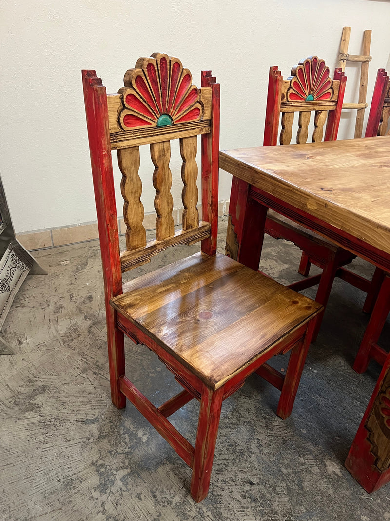 Rosetta 6' Dining Table and 6 Rosetta Chairs in Red