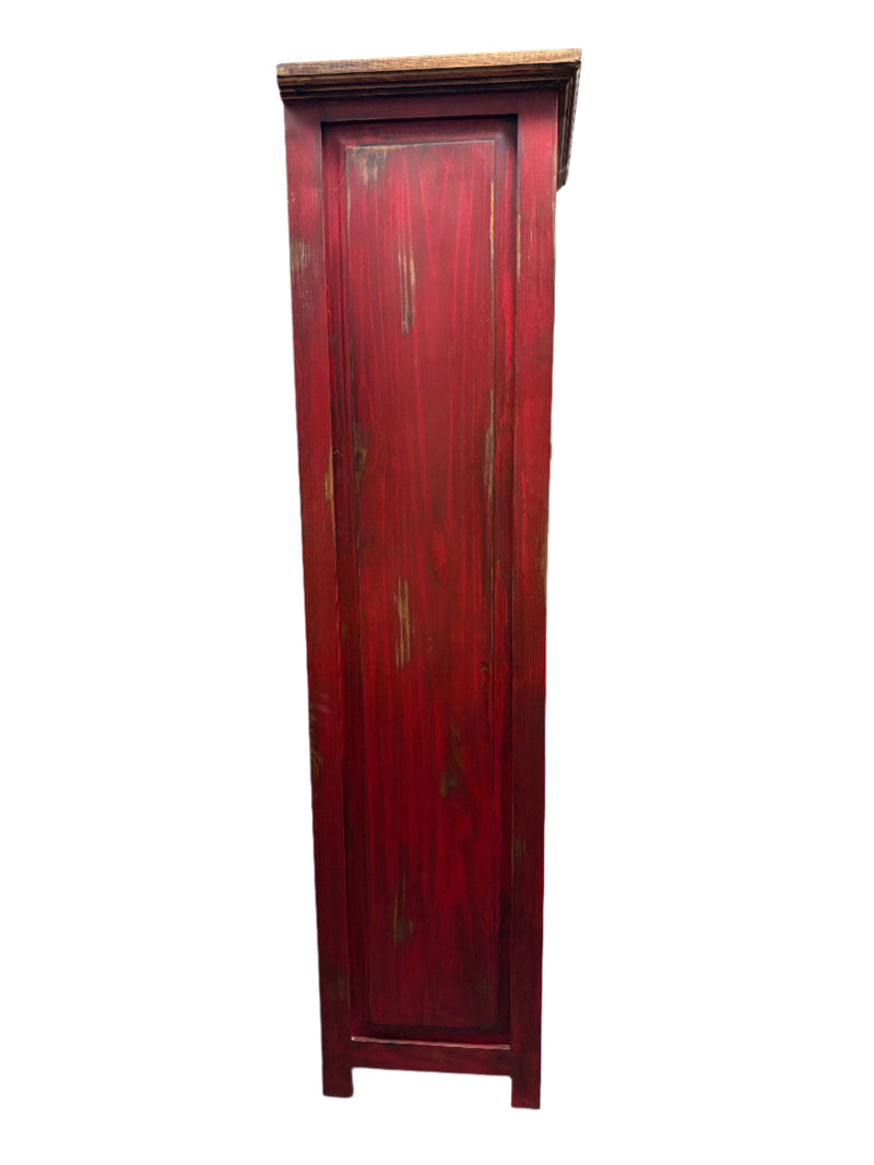Large Rustic Cabinet for storage in Oldie Red