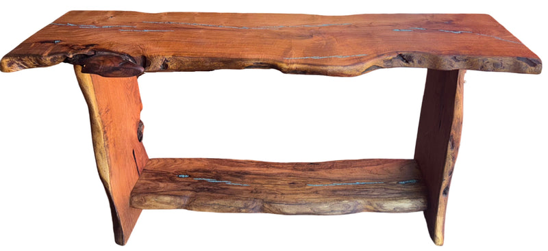 Mesquite Rustic Sofa Table with Turquoise Mod.1