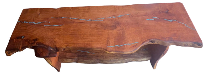 Mesquite Rustic Sofa Table with Turquoise Mod.1