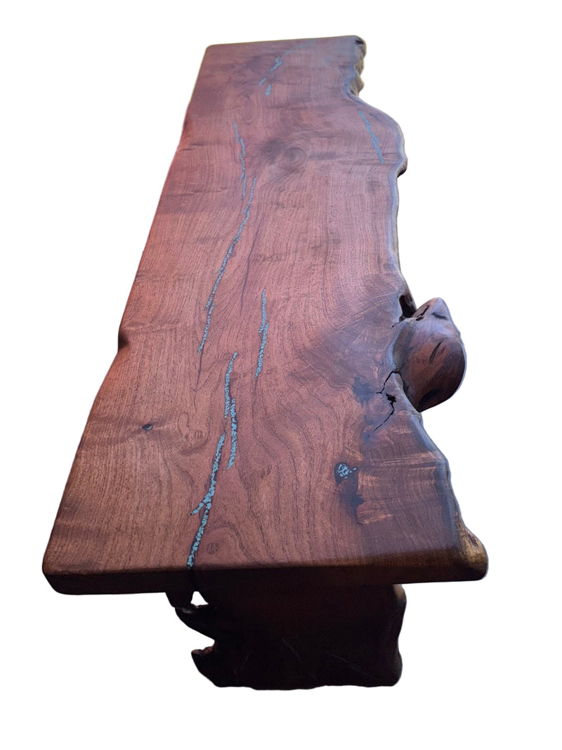 Mesquite Rustic Sofa Table with Turquoise Mod.1