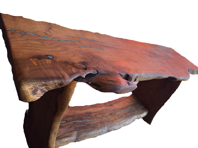 Mesquite Rustic Sofa Table with Turquoise Mod.1