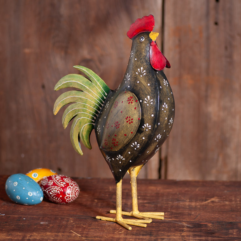 Fancy Hand Painted Iron Rooster