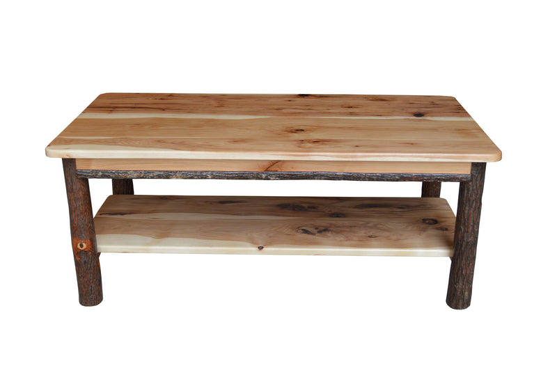 Hickory Solid Wood Coffee Table with Shelf