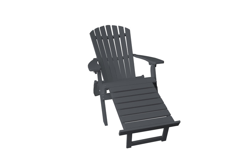 Poly Folding/Reclining Adirondack Chair w/ Pullout Ottoman