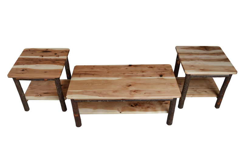 Hickory Solid Wood Coffee Table with Shelf