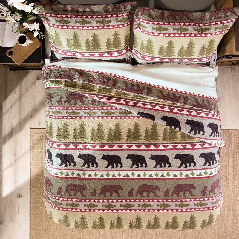 Bear Stripe Quilt Set