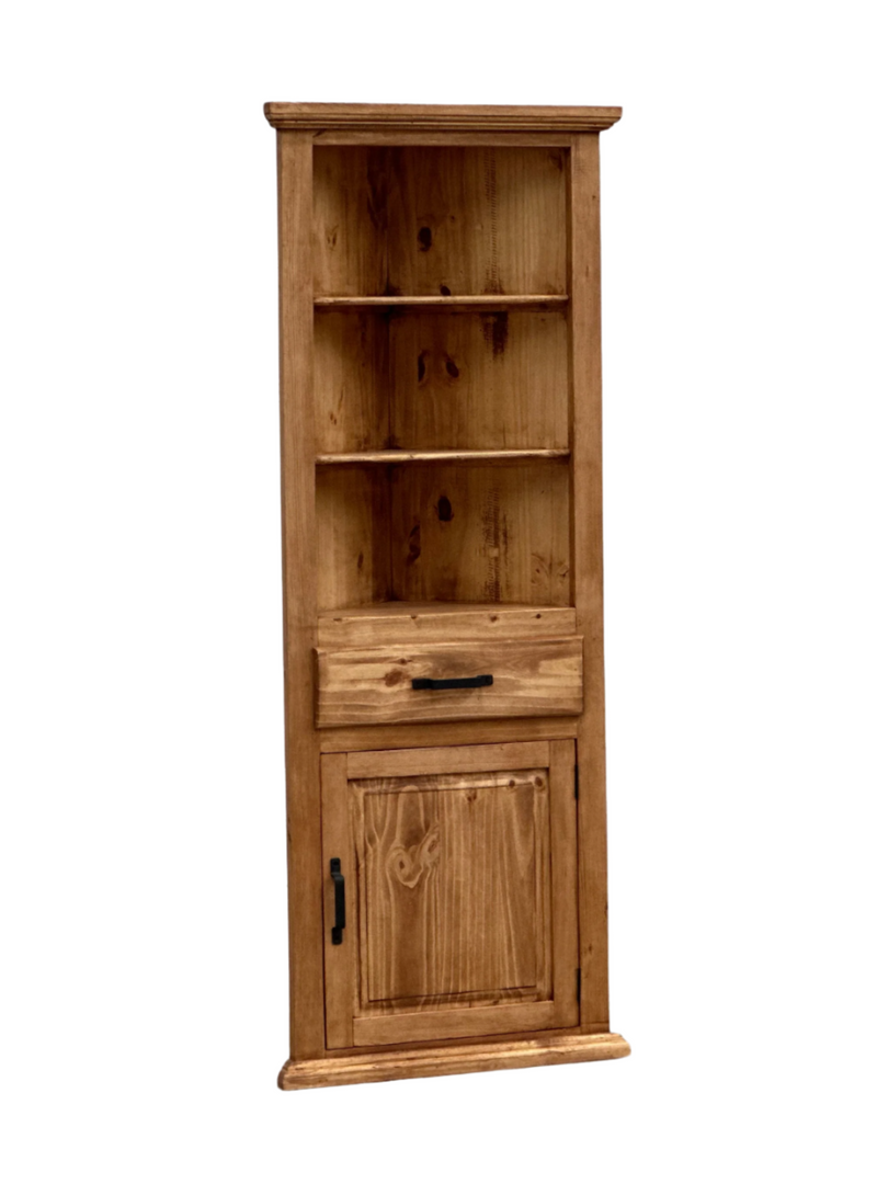 Traditional Small Corner Rustic Bookcase Cabinet