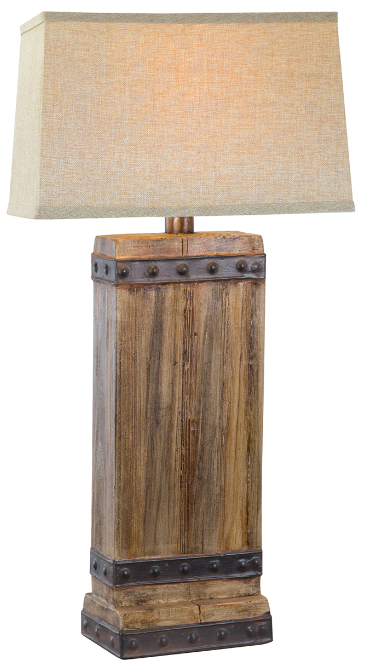 Oak Hydrocal Table Lamp 30" | Rustic Handcrafted Lighting