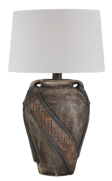 Earthen Brown Hydrocal Table Lamp 29.5" | Rustic 3-Way Lighting