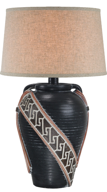 Obsidian Red Hydrocal Table Lamp 29.5" | Rustic 3-Way Lighting