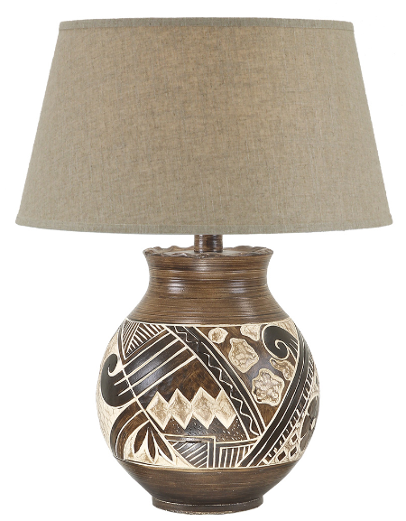 28" Hydrocal Table Lamp | Brown Finish, 3-Way Switch