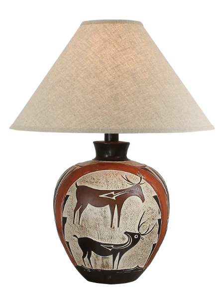 26" Hydrocal Table Lamp | Orange Black Multi, 3-Way Switch