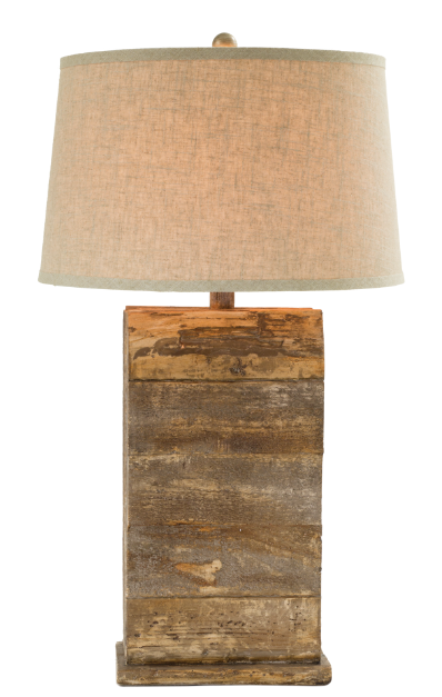 30.5" Hydrocal Table Lamp | Walnut & Oak, 3-Way Switch