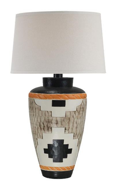 31" Hydrocal Table Lamp | Orange Black Multi, 3-Way Switch