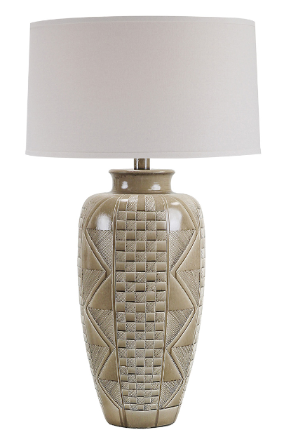 33" Hydrocal Table Lamp | Brown Finish, 3-Way Switch