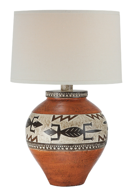 24" Hydrocal Table Lamp | Indian Brick, 3-Way Switch