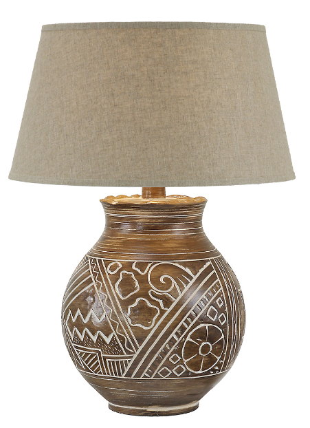28" Hydrocal Table Lamp | Dark Brown, 3-Way Switch