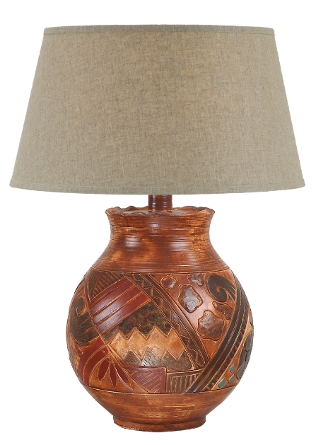 28" Hydrocal Table Lamp | Indian Brick, 3-Way Switch