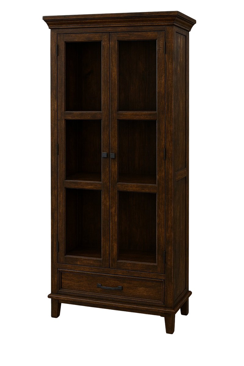 Socorro Tall Hutch with Glass Doors Rustic Cabinet