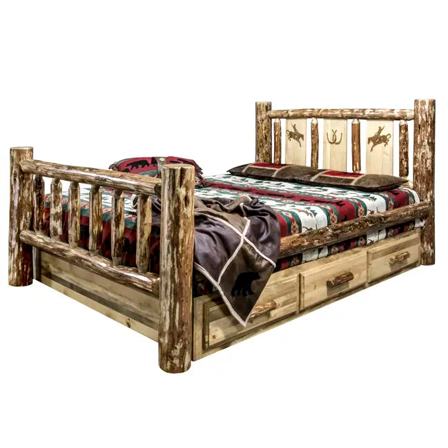 Laser Engraved Bronc With Storage Log Glacier Country Classic Spindle ...