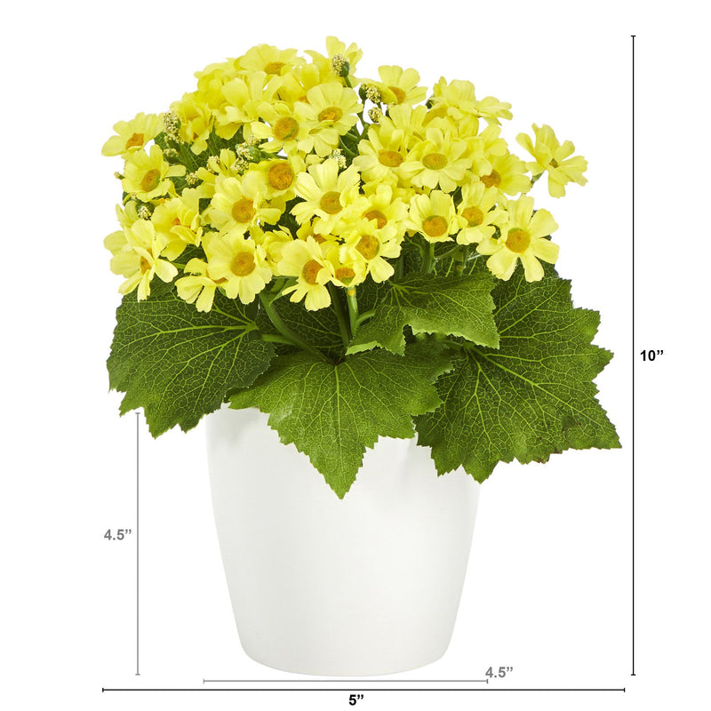 10” Daisy Artificial Plant in White Planter