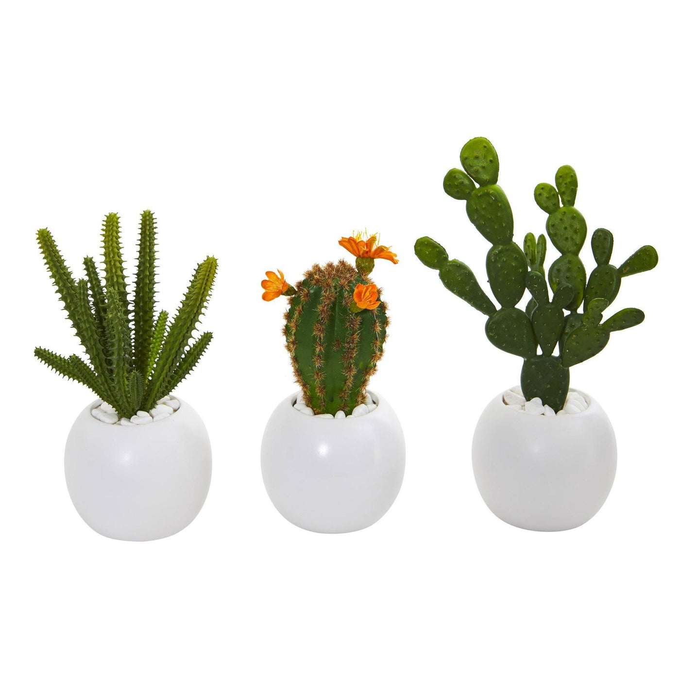 set of three succulents 10” Mix Succulent Artificial Plant in White Planter (Set of 3)