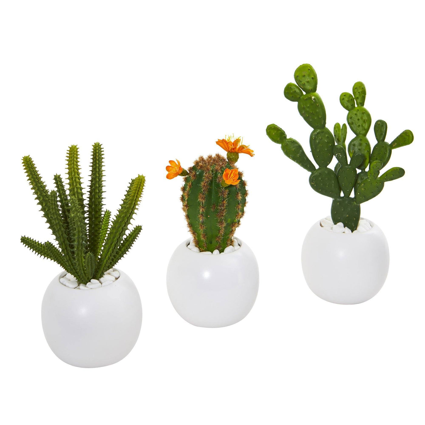 artificial succulent set 10” Mix Succulent Artificial Plant in White Planter (Set of 3) – Rustics for Less