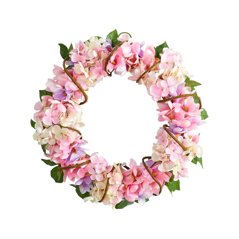 16” Hydrangea Artificial Wreath by Nearly Natural