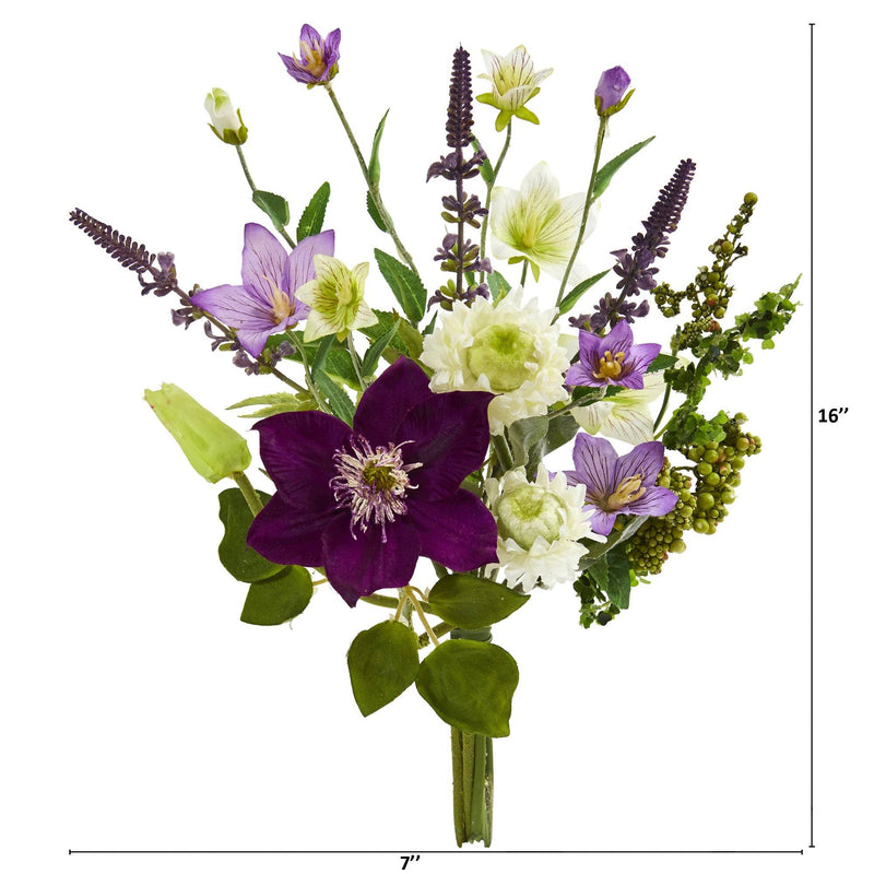 16” Mixed Artificial Flower Bouquet (Set of 4) by Nearly Natural